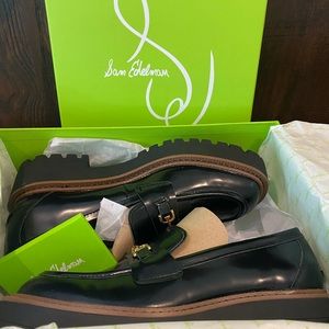New Sam Edelman Black Leather Laura Loafers 7 1/2